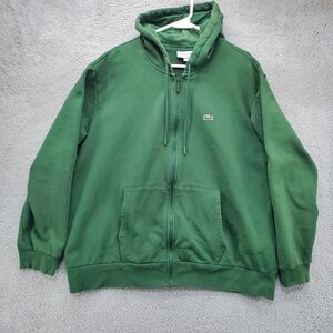 Lacoste Zip Up Fleece Hoodie Sweatshirt Mens 4XL Green Classic Fit